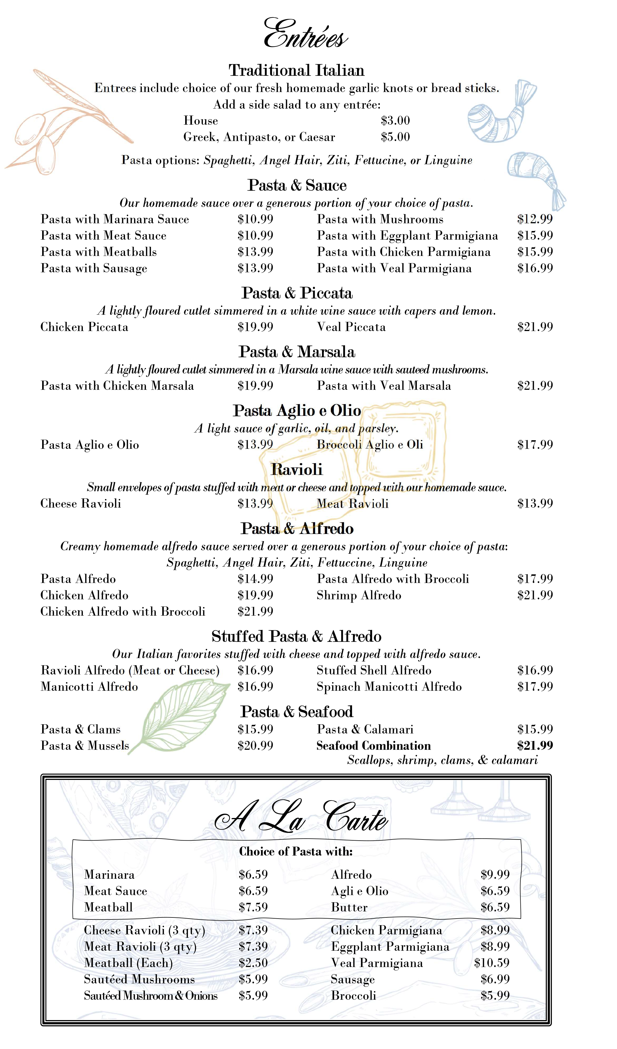 Entrees & Al La Carte